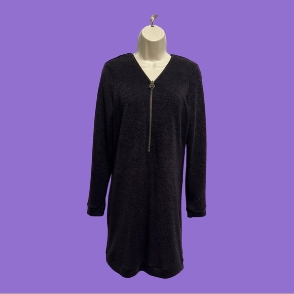 Michael Kors Deep Purple Sweater Dress or Tunic Long Sleeve Zip Up Front Size M - Picture 1 of 7